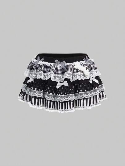 Goth Falda de estilo Harajuku de talla grande para mujer con estampado de lunares blanco y negro a modo de teclas de piano, con estilo gótico