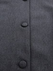 Franclia Plus Size Women Elegant Vintage Style Woven Plain Sleeveless Tank Top With Round Neck And Ruffle Trim, Spring/Summer French Style Clothes Tops For Women Elegant Cute Black Tops Vest Dark Grey Top - Dark Grey - View 4