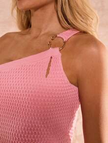 SHEIN Glamour Women's Short Sleeveless Pink Cropped Knit Top, Spring/Summer - Pink - View 4