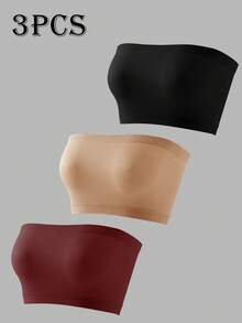3pcs/Set Women's Seamless Minimalist Solid Color Fashionable & Comfortable High-Quality Maternity Nursing Bras - Multicolor - View 6