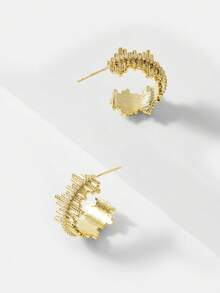 MOTF PREMIUM Bông tai Zirconia hình cành cây bằng vàng 18K - Vàng - Xem 7