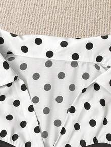 SHEIN Clasi Đầm chấm bi phối mảnh cỡ lớn thanh lịch dành cho người đi làm - trắng - Xem 5