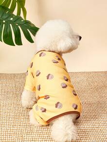 PETSIN 1件宠物猫狗通用可爱黄色松果图案印花弹力针织舒适柔软狗狗四肢服装腹部保护 - 松果 - 查看 5