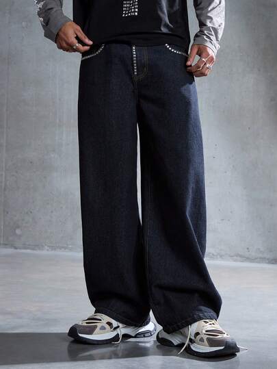 Street Life بنطلون جينز كاجوال للرجال بشفرة منحنية