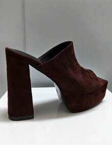 Sugerpunk Suede Super High Heel Waterproof Platform Peep Toe Slip-On Sandals Valentine's Day - Coffee Brown - View 6