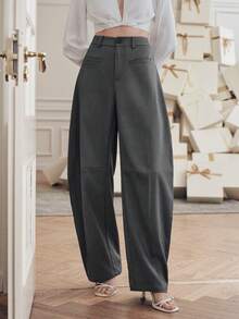 Anewsta 休闲女式梨形身材喇叭裤，深灰色，适合春秋季穿着。 - 深灰色 - 查看 1