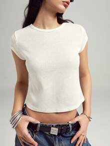 LYSMO Áo thun unisex, dáng rộng, màu mơ nhạt - Phong cách nghỉ dưỡng mùa xuân/hè. - Màu be - Xem 6