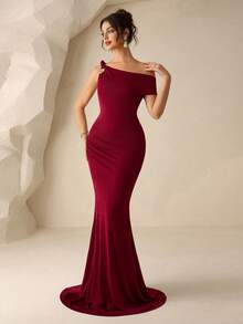 Coutiva 正式晚礼服（装饰繁复） - 酒紅色 - 查看 3