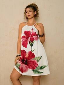 Travachic 大码无袖印花露背夏季连衣裙 毕业礼服 德比礼服 热带印花夏季女装 度假装 乡村音乐会装 锐舞派对装 音乐节女装 毕业礼服 欧洲夏季装 纳什维尔装 海滩度假装 热带度假装 - 彩色 - 查看 7