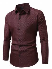 Manfinity Homme 大码男士休闲商务通勤全印花衬衫 男士图案衬衫 酒红色男士衬衫 商务休闲男士衬衫 男士奢华衬衫 男士时尚衬衫 锈红色男士衬衫 复古风格，适合日常休闲、周末旅行、户外活动、探险旅行、轻松的工作环境或半正式场合，可作为男友/丈夫礼物、周年纪念/生日礼物、派对、暑假、新年、婚礼、情人节等场合穿着。 - 酒紅色 - 查看 6