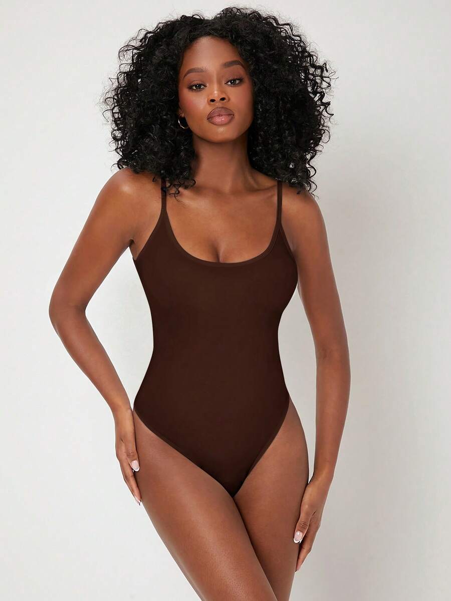 SHEIN BASICS Women's Casual Sexy Solid Color Minimalist Bodysuit Summer Clothes
