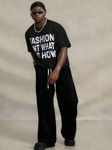 PAVTROS Young Men's Casual Street Style Embroidered Badge Sweatpants - Black - View 6