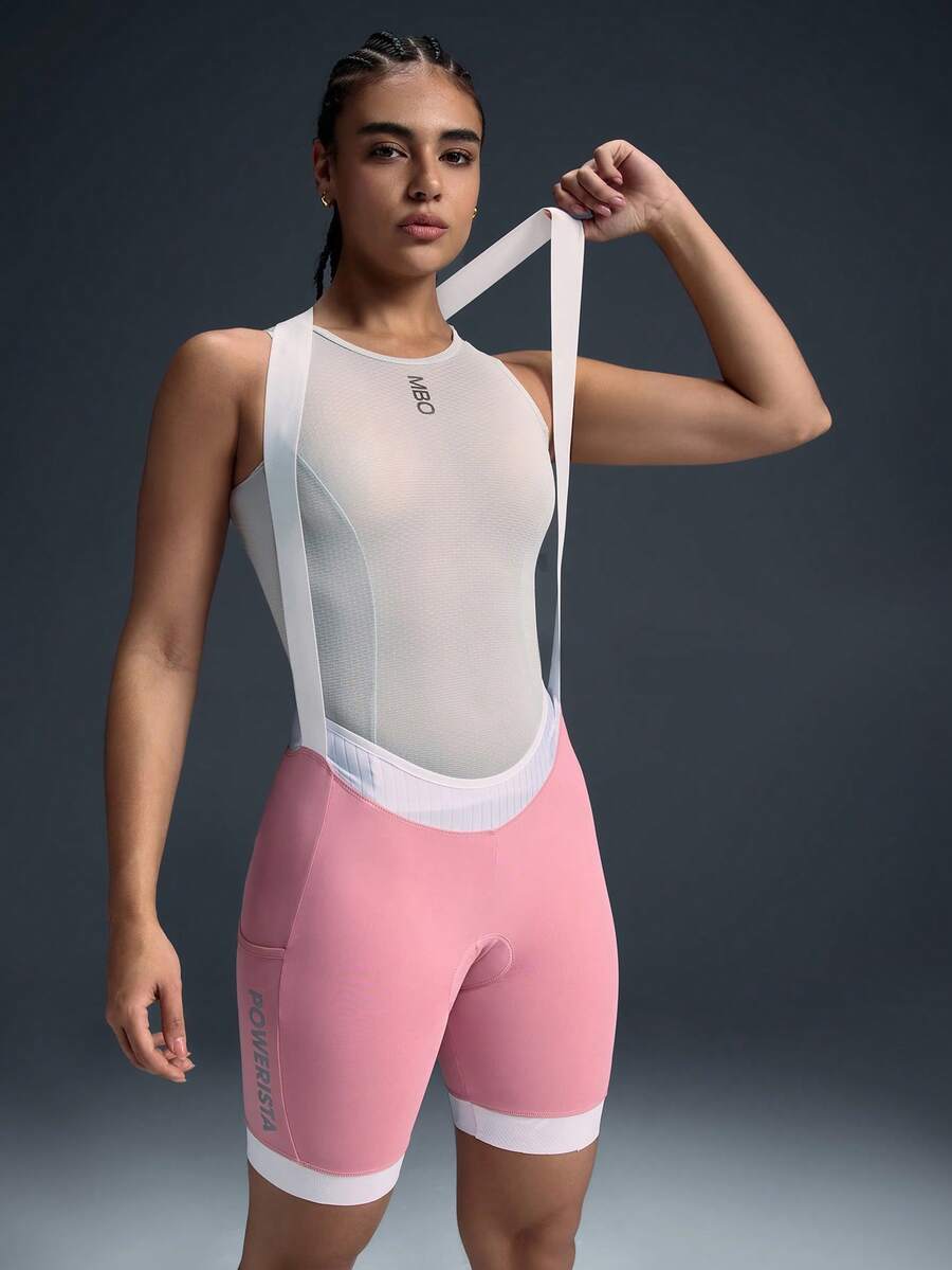 Powerista 女士撞色休闲骑行背带短裤 - 珊瑚粉 - 查看 1