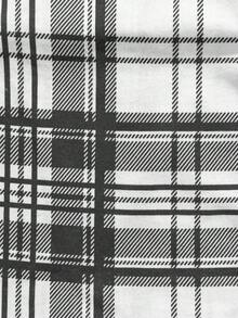 EURMUSE 纯棉男士舒适休闲小logo印花T恤和格子裤睡衣套装 - 墨綠色 - 查看 5