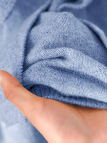 CosyJoli Plus Size Women's Elegant French Bowknot Casual Romantic Knit Blouse In Fall/Winter - Baby Blue - View 7