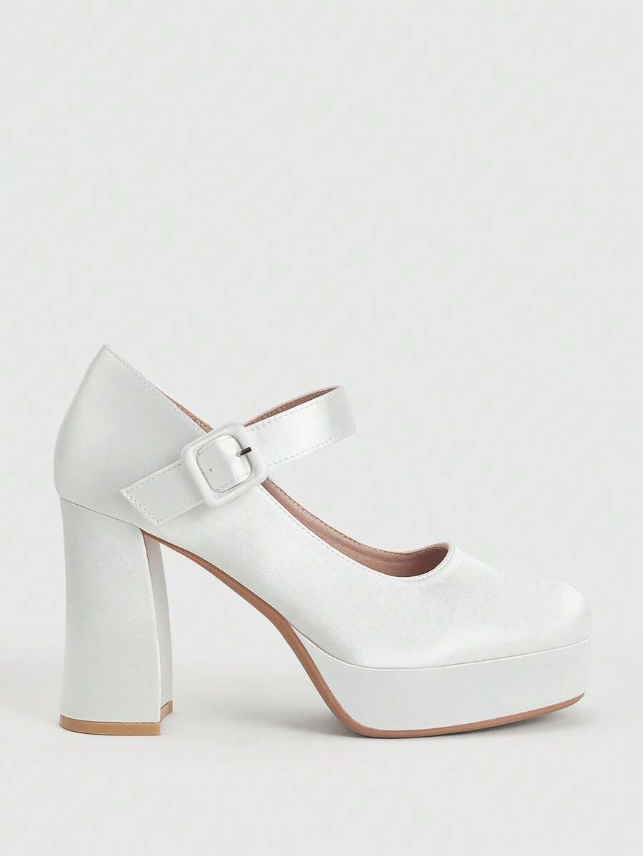 CUCCOO LuxiPop 女士厚底时尚搭扣高跟鞋，适合派对场合 - 杏色 - 查看 1