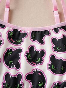 SHEIN How to Train Your Dragon 4pcs Tween Girl Cartoon Print Seamless Comfortable Underwear - Pink - View 5