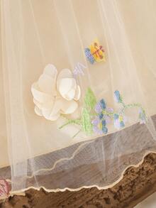 SHEIN Infant/Baby GirlApricot Embroidered Sleeveless A-Line Princess Dress With Bow, Sweet Round Neck, Versatile For Daily Outings, Spring - Apricot - View 6