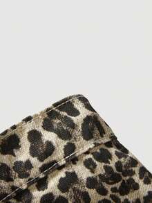 SHEIN PETITE CURVE 大码女式豹纹阔腿牛仔裤 - 彩色 - 查看 4