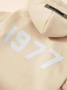 PETSIN 1件宠物猫狗帅气时尚杏色休闲1977反光印花图案舒适保暖狗狗连帽衫 - 杏色 - 查看 7