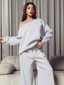 Criza Taa 超宽腿翻折腰裤 休闲夏季机场秋冬季圣诞节 - 灰色 - 查看 5