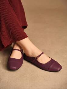 Rosivie Women's Buckle Design Casual Slip-On Mules - Burgundy - View 1