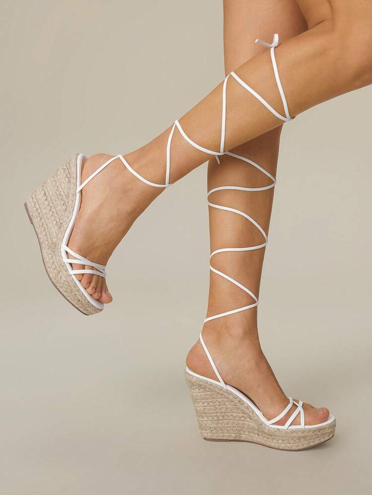 Women's Woven Rope Platform Wedge Sandals, Vacation Style BOHO Chic Retro American Western Music Festival Party Outfit For Christmas Vacation Outfits Travel Essentials