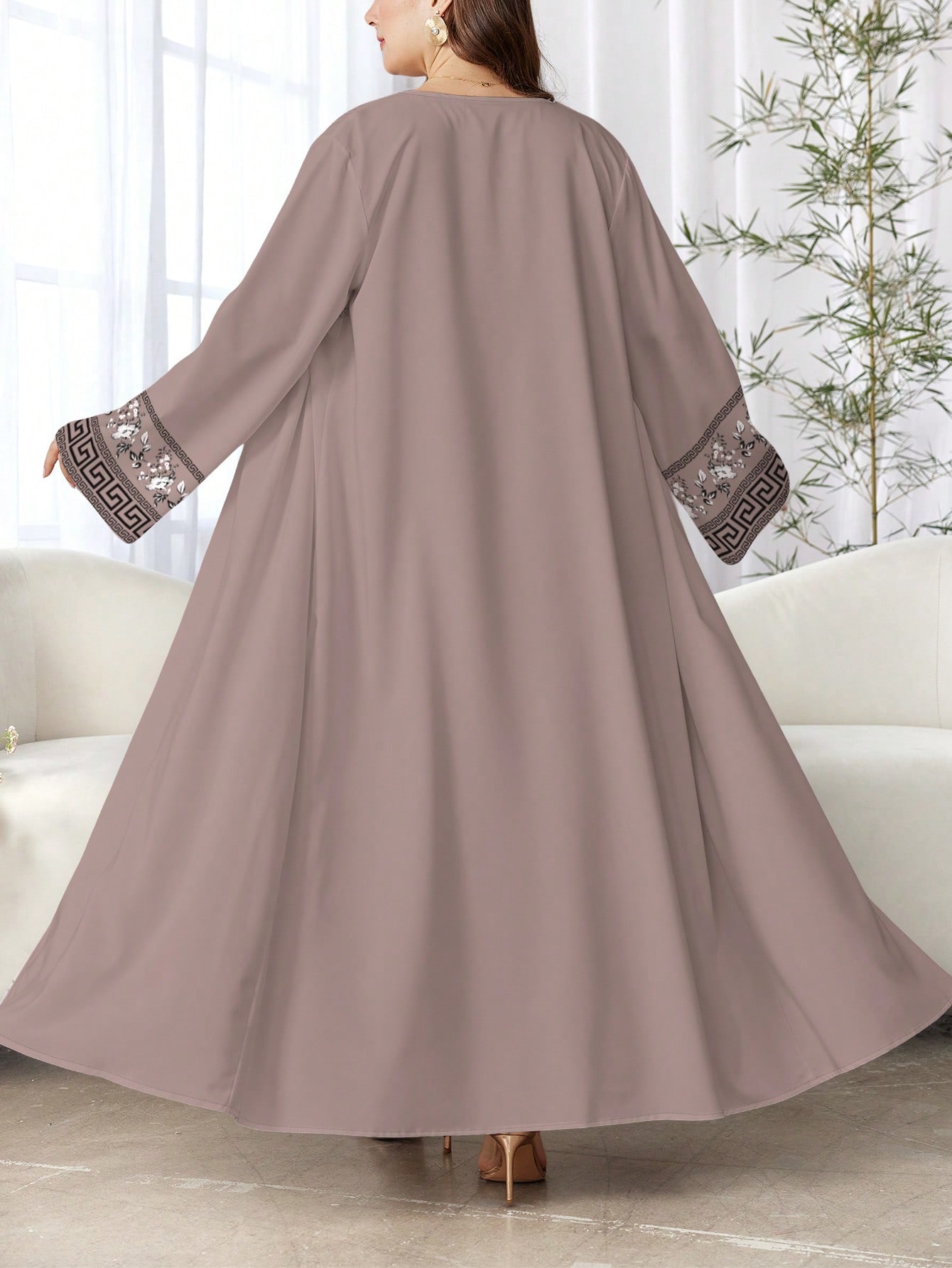 SHEIN Najma عباية كاردجان كاجوال بأكمام طويلة وطبع...