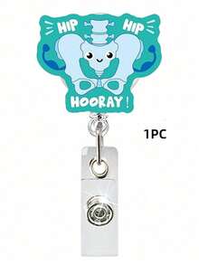 1pc Medical Series Badge, Pill Bottle, Syringe, Blood Bag, Retractable Card Holder, Swivel Alligator Clip, Easy Pull Clasp,School Supplies,Back To School - Multicolor - View 24