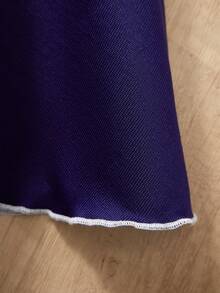 Elladie kids 年轻女孩彼得潘领时尚法式短袖派对连衣裙 - 寶藍色 - 查看 3