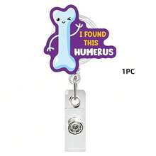 1pc Medical Series Badge, Pill Bottle, Syringe, Blood Bag, Retractable Card Holder, Swivel Alligator Clip, Easy Pull Clasp,School Supplies,Back To School - Multicolor - View 25