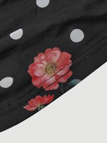 SHEIN MOD 女士时尚性感波点碎花吊带背心，春季情人节上衣，派对上衣，沙滩上衣，优雅休闲上衣，波点上衣，浪漫迷人，千禧风，外出上衣，西部风，乡村风，复古风，夏季度假 - 黑色 - 查看 5