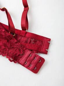 DesireSculpt 1pc Women's Lace Comfortable Underwire Bra - Burgundy - View 6