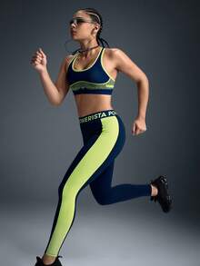 Powerista Women's Line Print Casual Daily Fitness Yoga Sports Bra - Blue - View 7