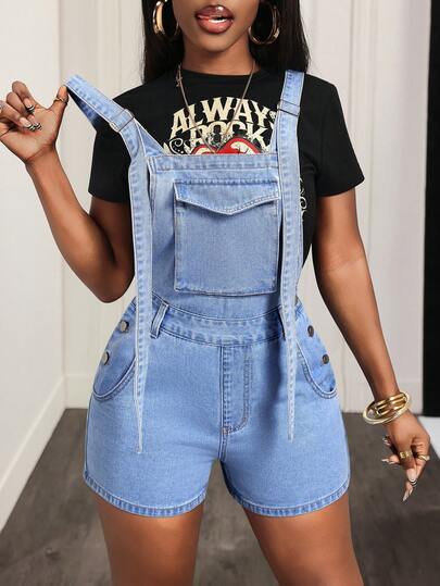 Slaydiva Damjumpsuit i denim med fickor och knappar