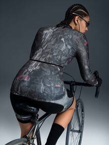 Powerista Women's Stand Collar Letter Print Zipper Front Casual Outdoor Long Sleeve Top, Suitable For Cycling - Black - View 3