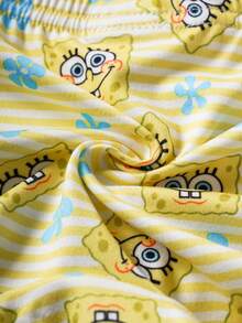 SpongeBob SquarePants | SHEIN 3条/套 男童可爱卡通印花撞色腰带舒适平角内裤 - 黃色 - 查看 8