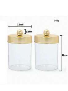 Reinigungsstäbchen Aufbewahrungsbox (Kunststoffmaterial), geeignet für Kommode, Badezimmer und Schreibtisch Aufbewahrung usw. - Transparentes Gold - Übersicht 2