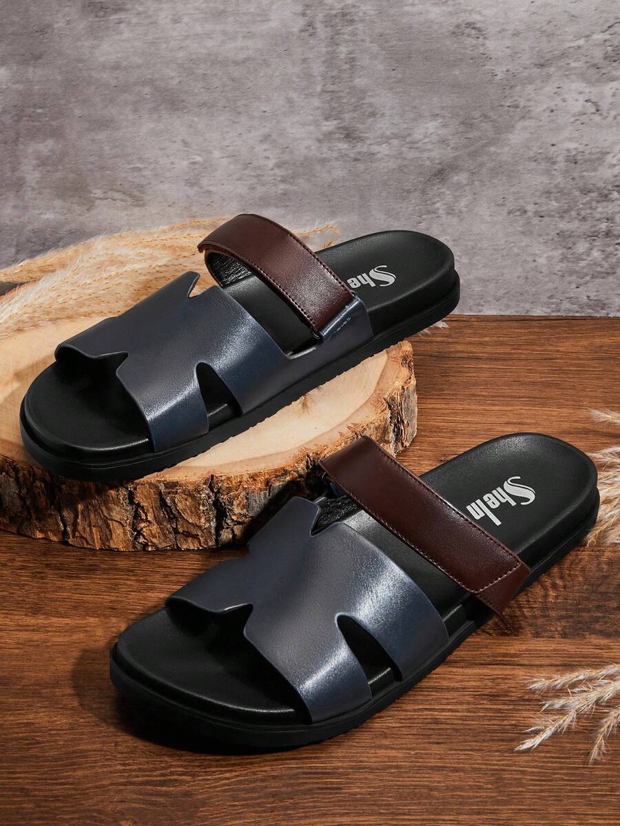 SHUZIA Sandalias deslizantes cómodas con banda ajustable y recortes para hombres - Multicolor - Ver 1
