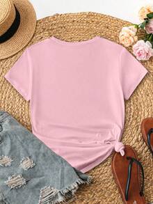 Resyla 女士雏菊印花圆领短袖休闲百搭T恤 - 彩色 - 查看 2