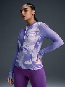 Powerista 女士扎染印花修身长袖骑行服 - 紫色 - 查看 3