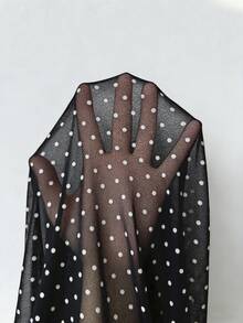 CovetEZ 大码女式性感波点长袖T恤，学院风上衣，适合夏季和秋季穿着 - 黑色 - 查看 10