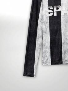 NEON BLANC Men's Black & White Striped Soccer Jersey Long-Sleeve T-Shirt - Athletic Slim Fit Sports Casual Top Shirts Street Wear Football Shirt Jerseys For Men Y2k - Black and White - View 4