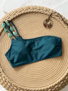Swim Chiccia Áo bơi đi biển thời trang, gợi cảm, bán chạy nhất, màu trơn, thiết kế phụ kiện độc đáo. - Màu xanh ngọc - Xem 7