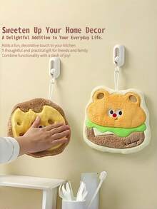 MINKOJA 1pc Hangable Thickened Coral Fleece Hand Towel Baking Themed Design Super Absorbent Fabric Kitchen Bathroom Dual Use Christmas Stocking Fillers Holiday Gift Ideas Cottage Core Aesthetic Must Haves - Multicolor - View 6