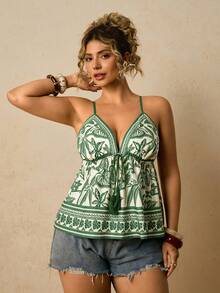 Travachic 大码女式宽松热带印花吊带背心，适合度假、夏季、假日等各种场合，包括鹦鹉图案、花卉图案、夏威夷风情等，休闲百搭，秋季穿着也时尚有型，适合外出、庆祝国庆节、新年、毕业季等场合。 - 彩色 - 查看 3