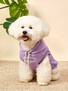 PETSIN 1 Pc Pet Cat Dog Handsome Fashion Purple Casual English Comfortable Warm Sleeveless Hooded Dog Hoodie - Purple - View 5