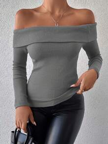 EURMUSE Bộ 2 áo thun cotton hở vai màu trơn thường ngày cho nữ, đen và đỏ - Nhiều màu - Xem 5