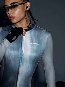 Powerista Women's Tie-Dye Print Fitted Long Sleeve Cycling Jersey