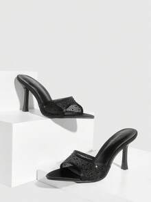 CUCCOO SZL Women's Fashionable & Elegant Rhinestone Embellished Heeled Sandals, Suitable For Commuting Valentine's Day